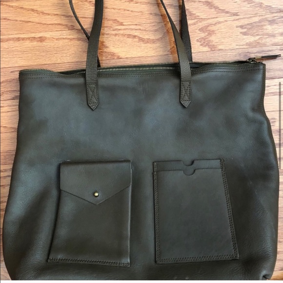 Madewell olive zip top transport tote with pockets - Picture 5 of 8